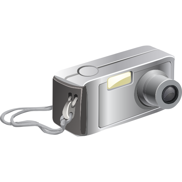 SVG Vector clip art of old digital camera with carrying strap