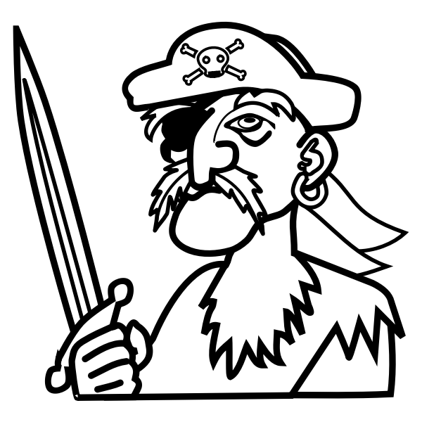 SVG Vector clip art of old man pirate outline