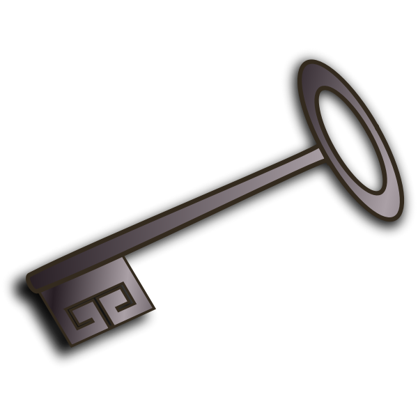 SVG Vector clip art of old style door key with shadow