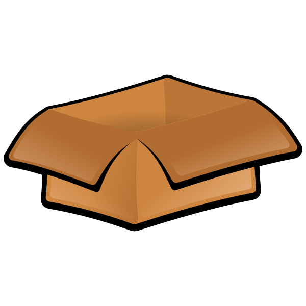 SVG Vector clip art of open cardboard box with hanging lid
