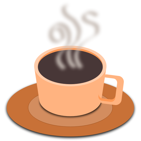 SVG Vector clip art of orange cup of coffee with saucer
