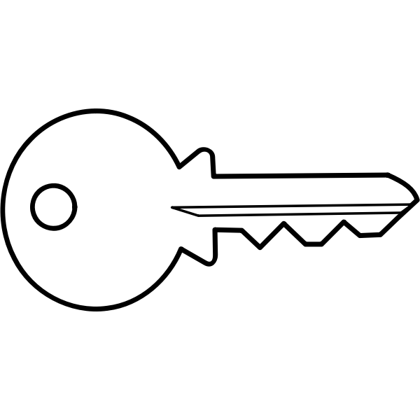 SVG Vector clip art of outline of simple metal door key