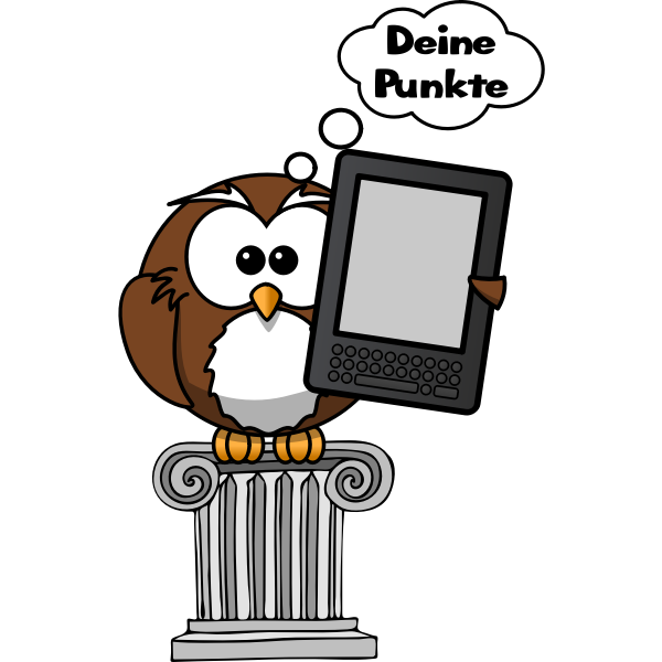 SVG Vector clip art of owl holding an e-reader