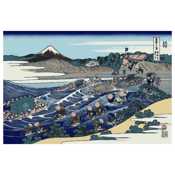 SVG Vector clip art of painting of Mount Fuji viewed from Kanaya