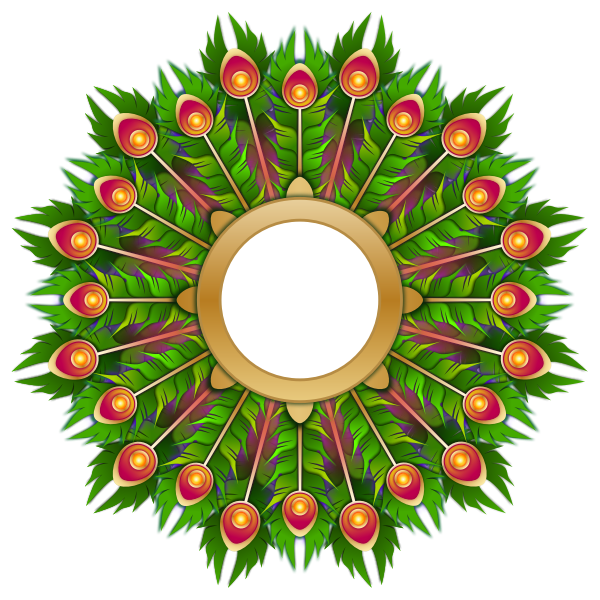 SVG Vector clip art of peacock feather wreath