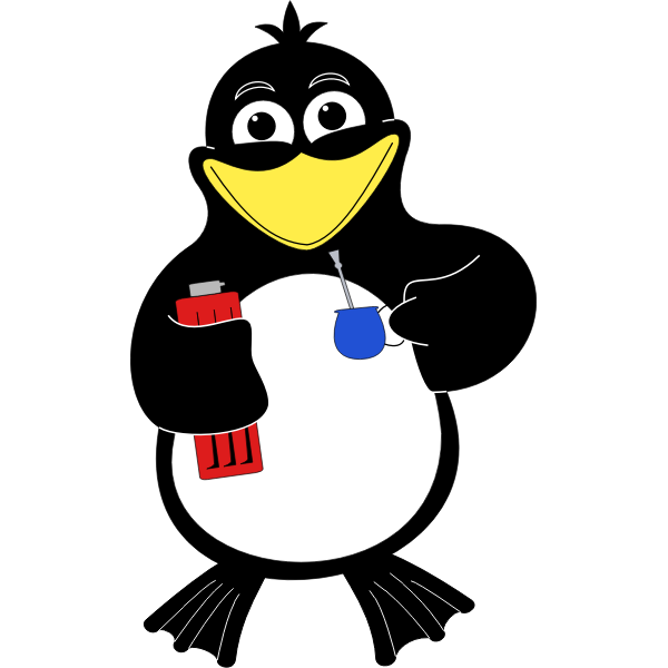 SVG Vector clip art of penguin holding softdrink