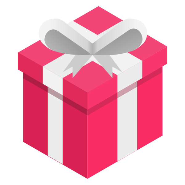 SVG Vector clip art of pink gift box with a white ribbon