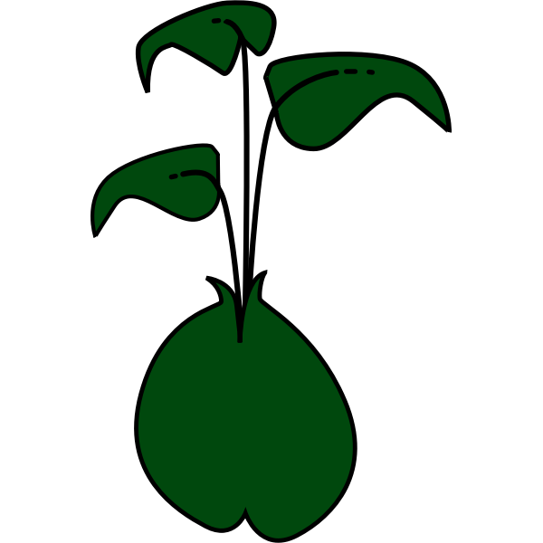 SVG Vector clip art of plant with three dark green leaves