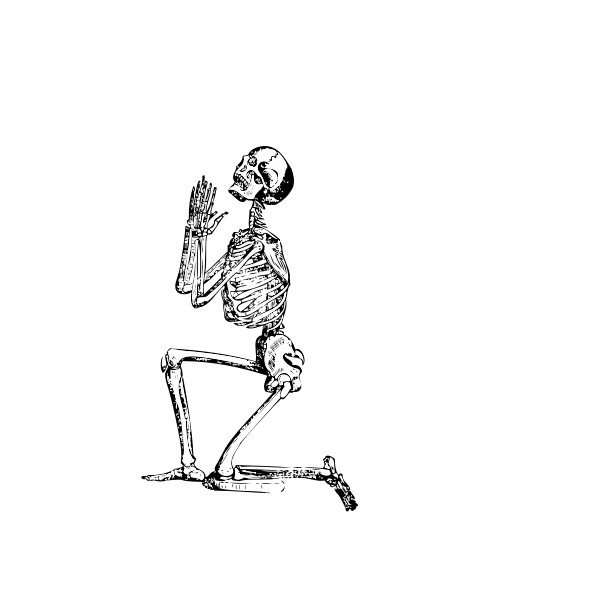SVG Vector clip art of praying skeleton