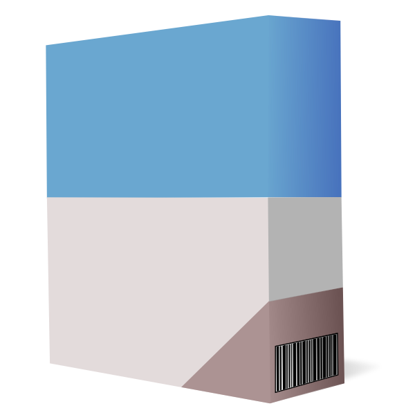 SVG Vector clip art of purple and blue software box with barcode