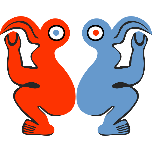 SVG Vector clip art of red and blue Eastern Island bird man
