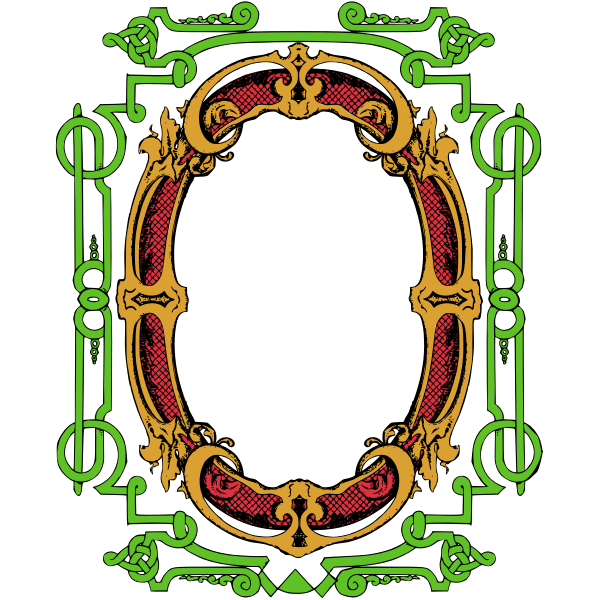 SVG Vector clip art of red and green ornate frame