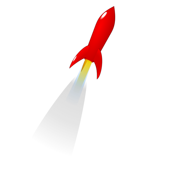 SVG Vector clip art of red cartoon rocket launched into space