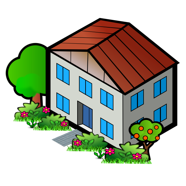 SVG Vector clip art of red roof home
