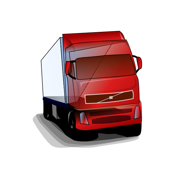 SVG Vector clip art of red truck on the road