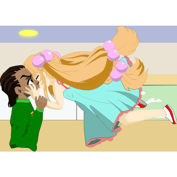 SVG Vector clip art of Rin and Riley kissing