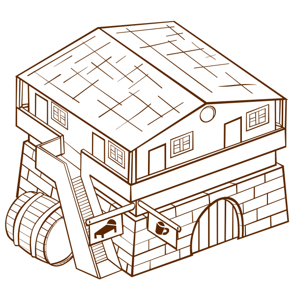SVG Vector clip art of role play game map icon for an inn