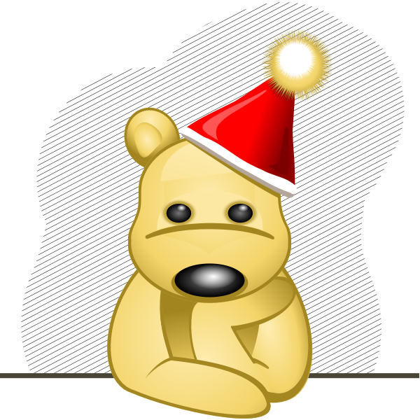 SVG Vector clip art of sad teddy bear with red hat