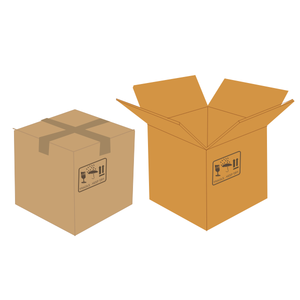 SVG Vector clip art of sealed and open cardboard boxes