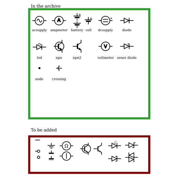 SVG Vector clip art of selection of IEC electronic circuit symbols