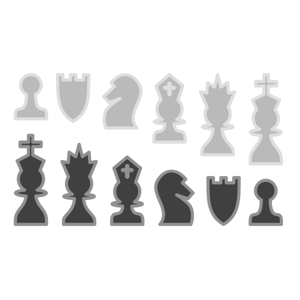 SVG Vector clip art of set of black and white chess pieces
