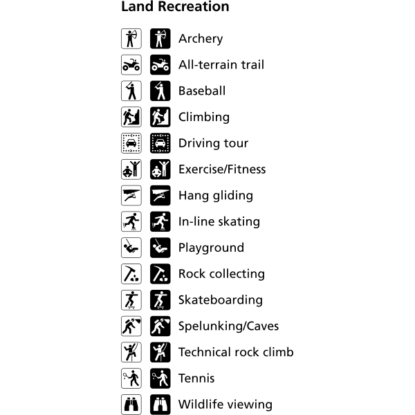SVG Vector clip art of set of recreation map pictograms