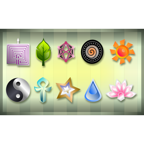 SVG Vector clip art of set of spiritual positivity symbols