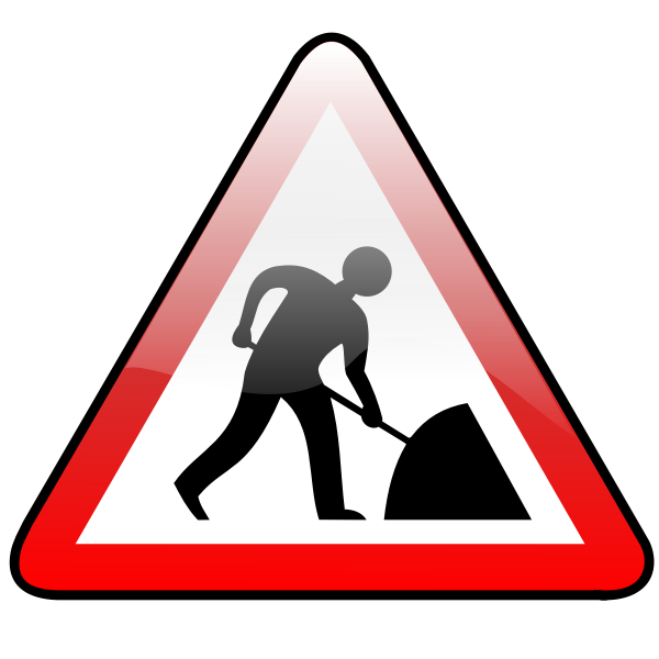 SVG Vector clip art of shiny construction warning road sign