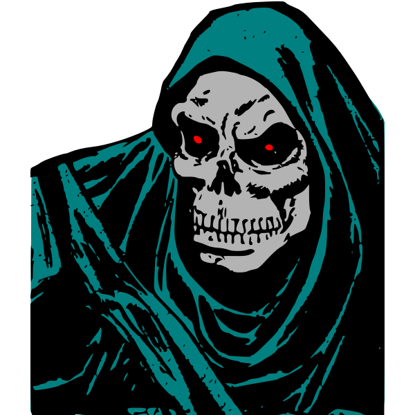 SVG Vector clip art of skeleton death with green head cover