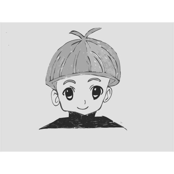 SVG Vector clip art of small manga boy drawing