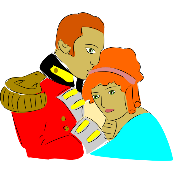 SVG Vector clip art of soldier kissing a woman