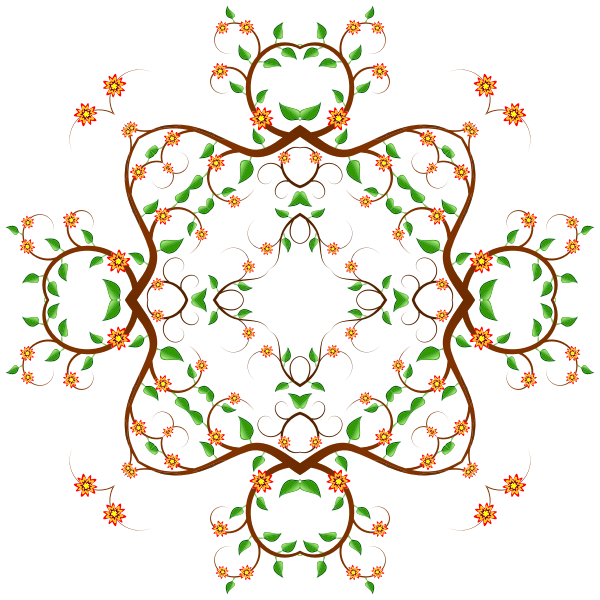 SVG Vector clip art of square-shaped floral tree design