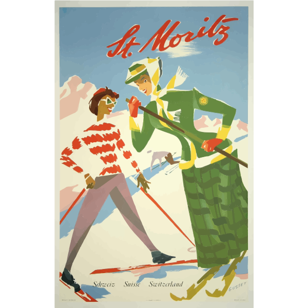 SVG Vector clip art of St Moritz vintage travel poster
