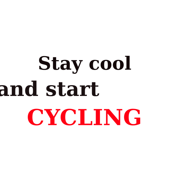 SVG Vector clip art of Stay cool amp start cycling red and white sign