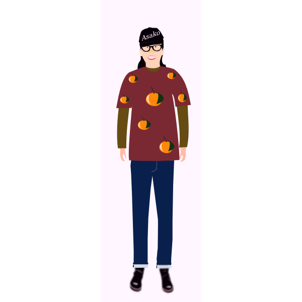 SVG Vector clip art of trendy guy in t- shirt with orange pattern