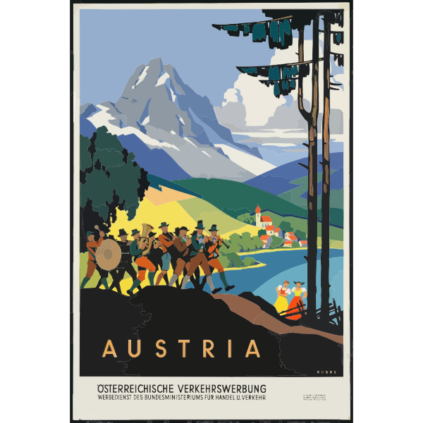SVG Vector clip art of vintage travel poster Austria