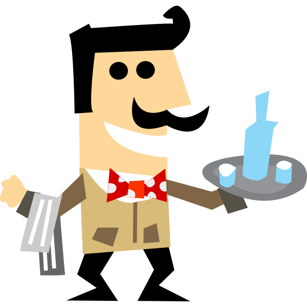 SVG Vector clip art of waiter man with a tray