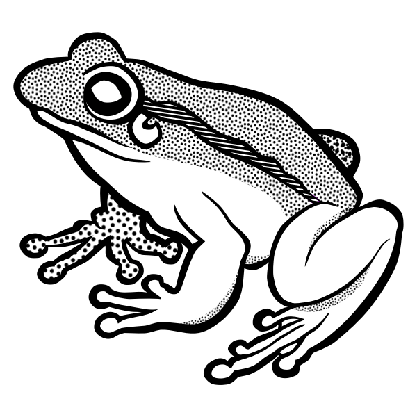 SVG Vector clip art of waiting frog in black and white