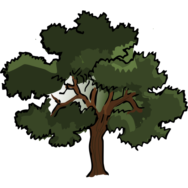 SVG Vector clip art of wide oak tree