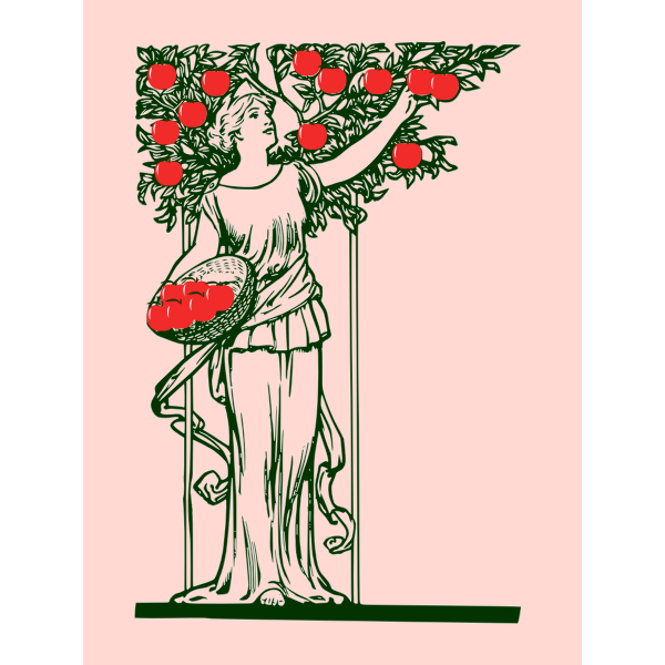 SVG Vector clip art of woman holding basket with apples