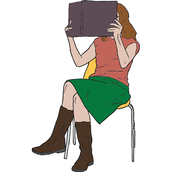 SVG Vector clip art of woman reading a book on a chair
