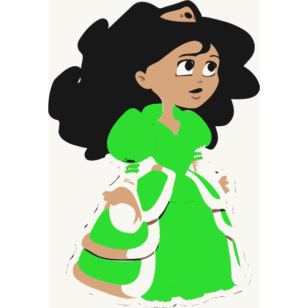 SVG Vector clip art of young princess in green dress
