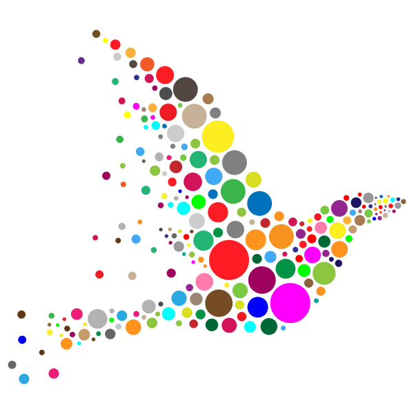 SVG Vector drawing colored circles forming a bird shape