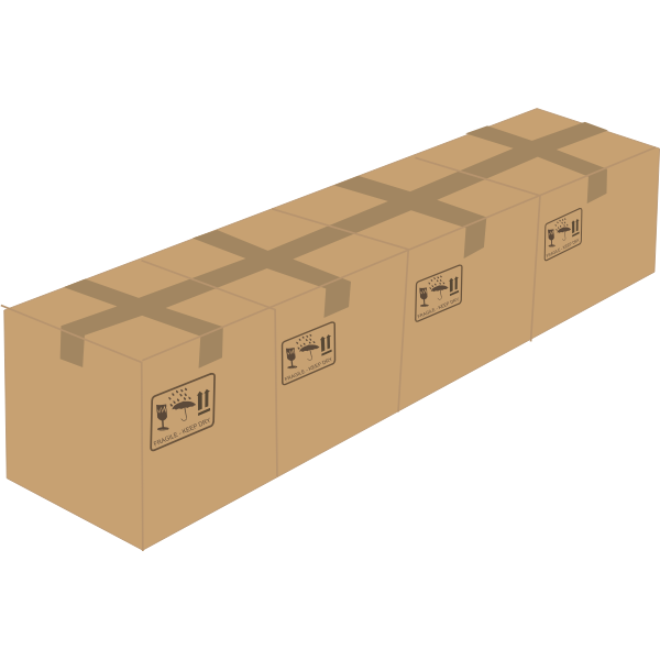 SVG Vector drawing of 4 sealed cardboard boxes next to each other