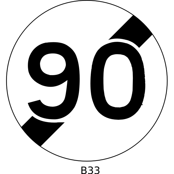 SVG Vector drawing of 90mph speed limit ends traffic sign