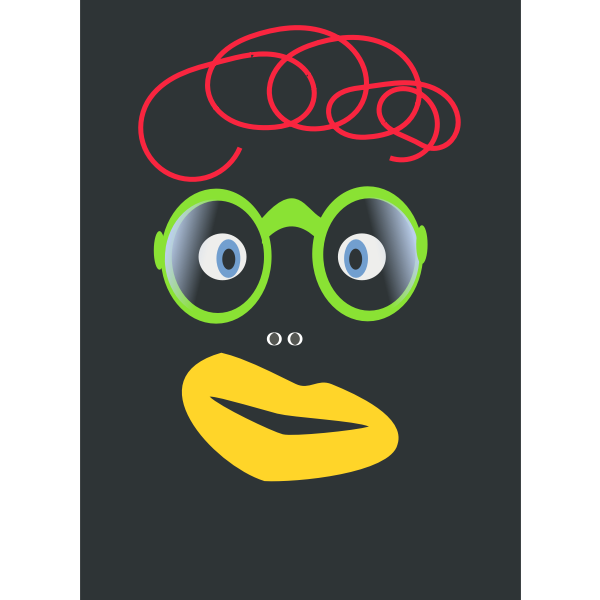SVG Vector drawing of a face with green glasses