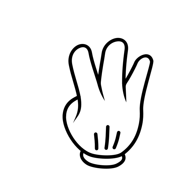 SVG Vector drawing of a glove with three fingers up