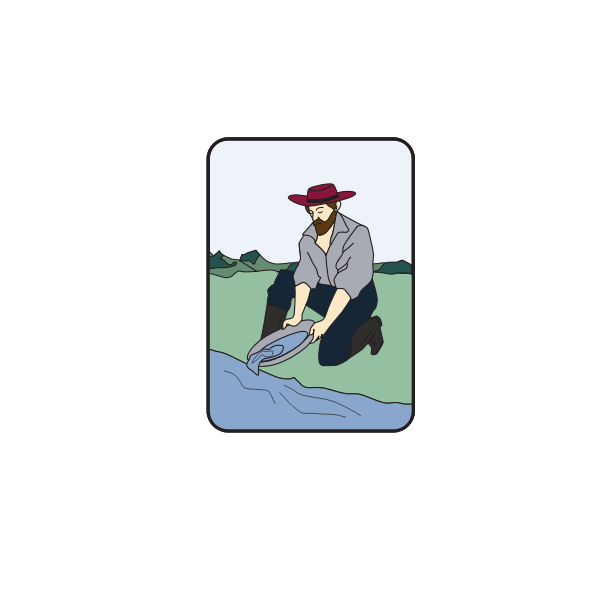 SVG Vector drawing of a miner panning for gold