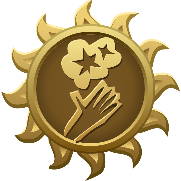 SVG Vector drawing of alph sun shaped emblem