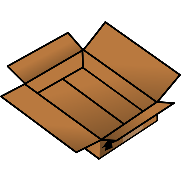 SVG Vector drawing of an open shallow cardboard box